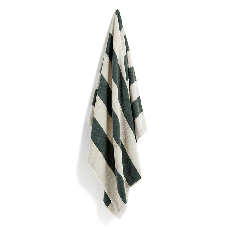 Frotte Stripe Bath Towel - Dark green