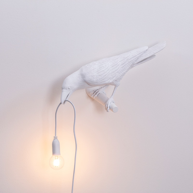 Bird wandlamp looking left outdoor - White