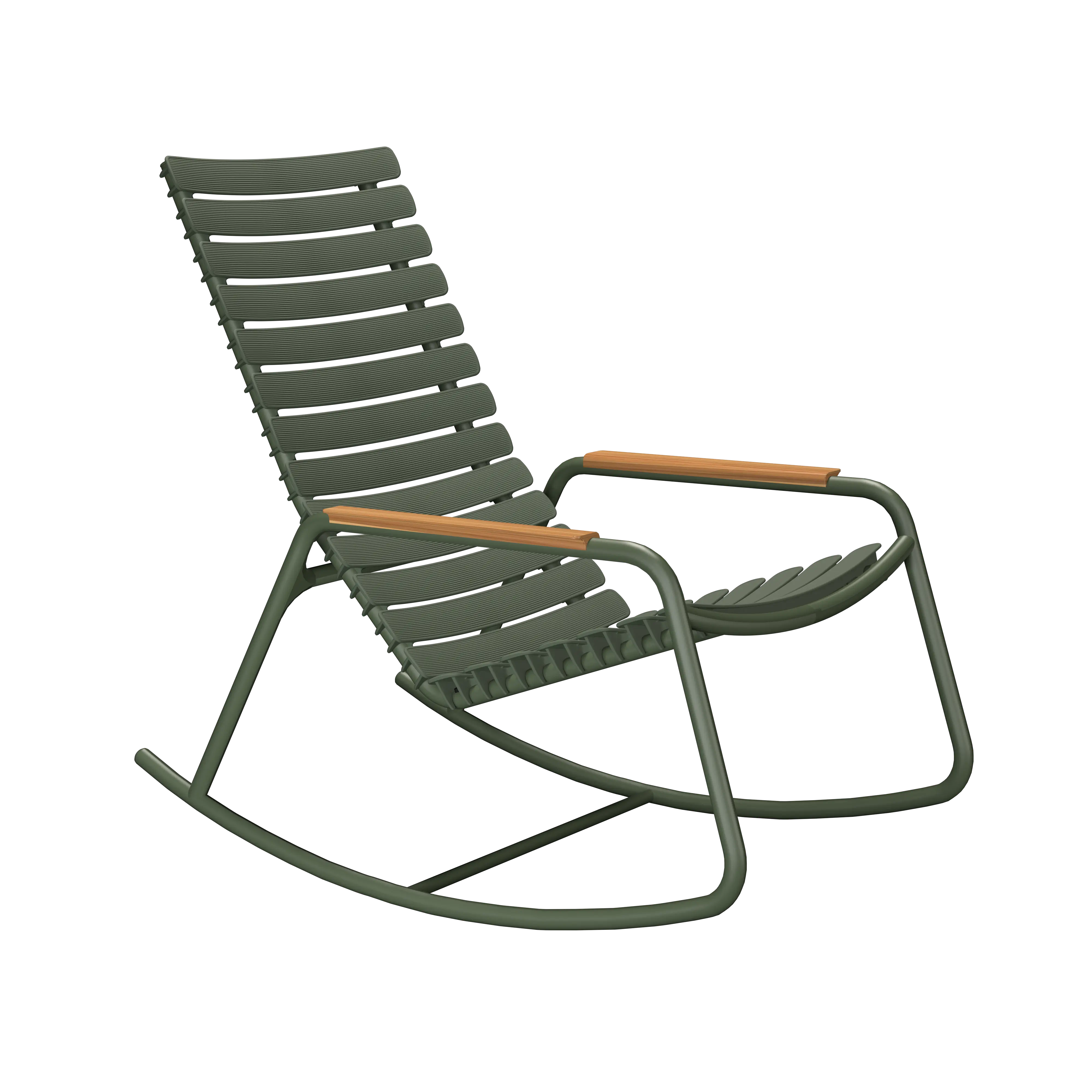 Reclips rocking chair - Olive green, bamboo armrests