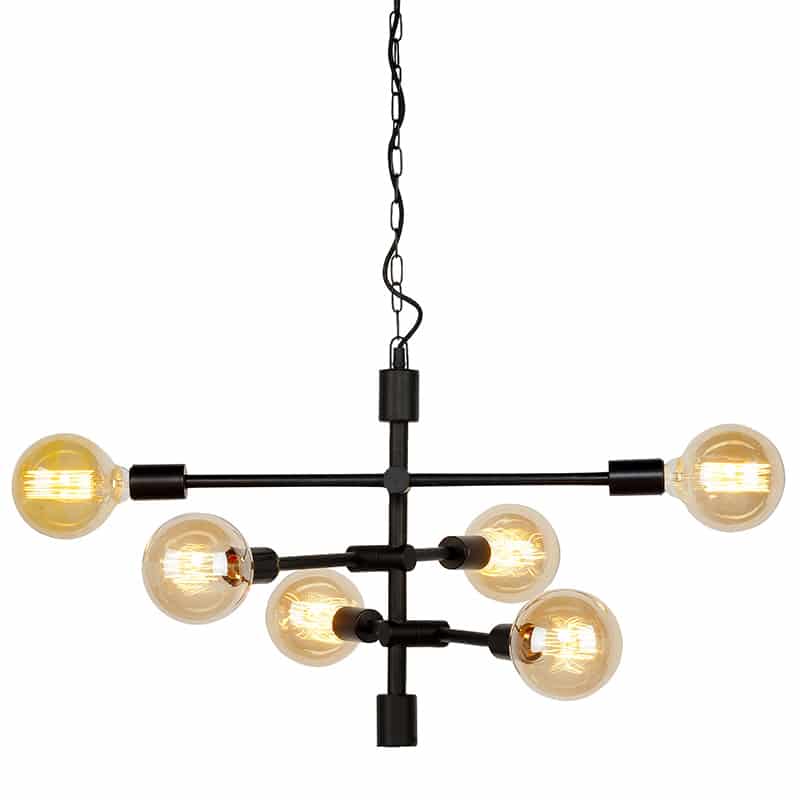 Hanglamp ijzer N- Ashville 3-arm 60x52x48 cm - Zwart