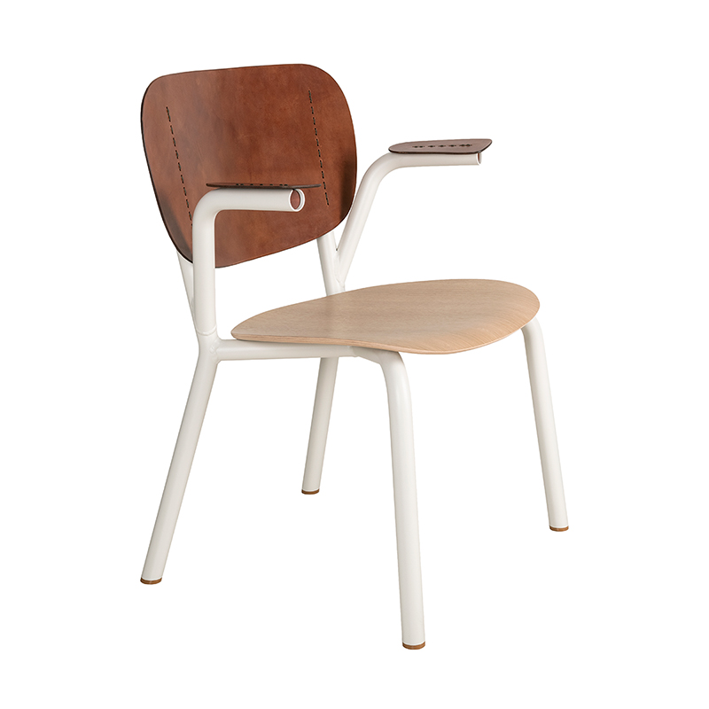 Emil Rosi chair with armrest - Cognac/white, oak veneer