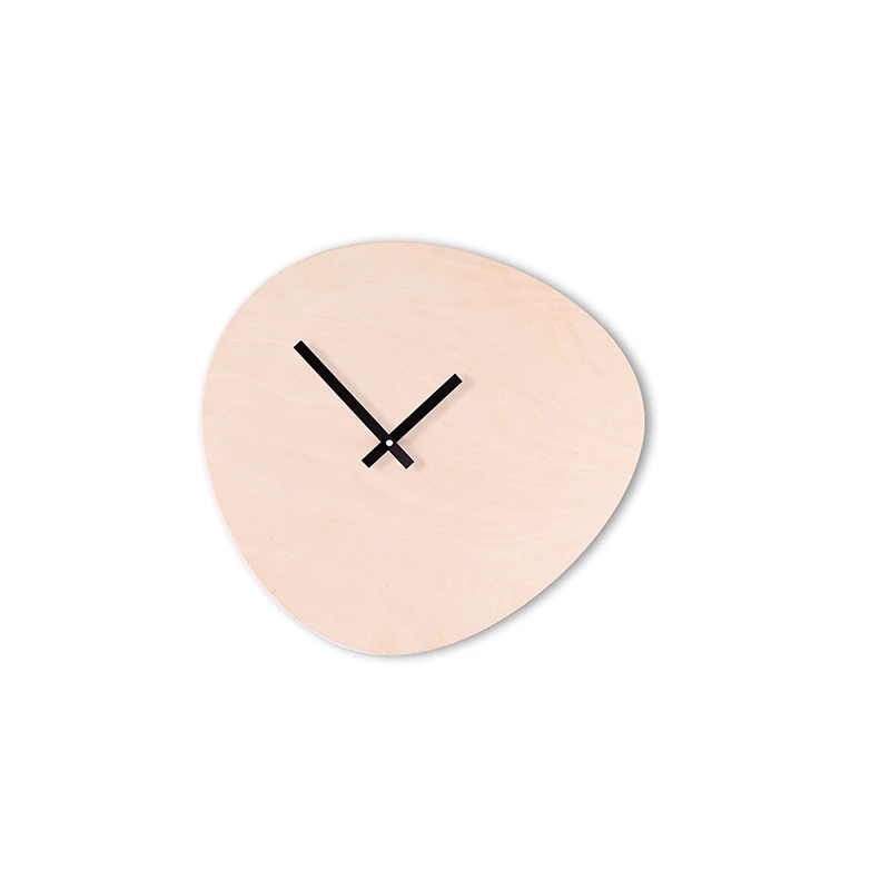 Wall clock pebble - Bare wood/deep black