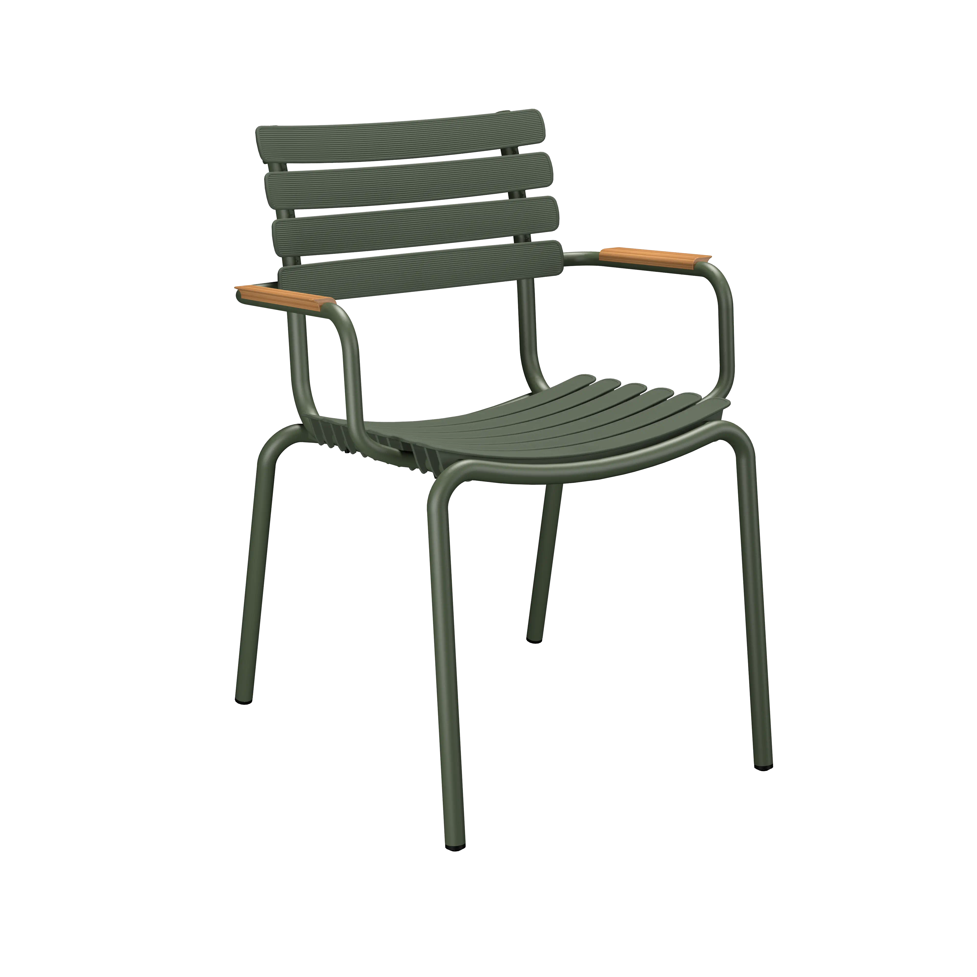Reclips dining chair - Olive green, bamboo armrests