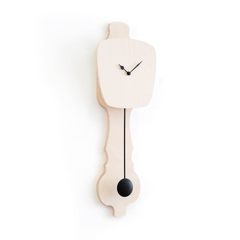 Wall clock pendulum large - Bare wood/deep black