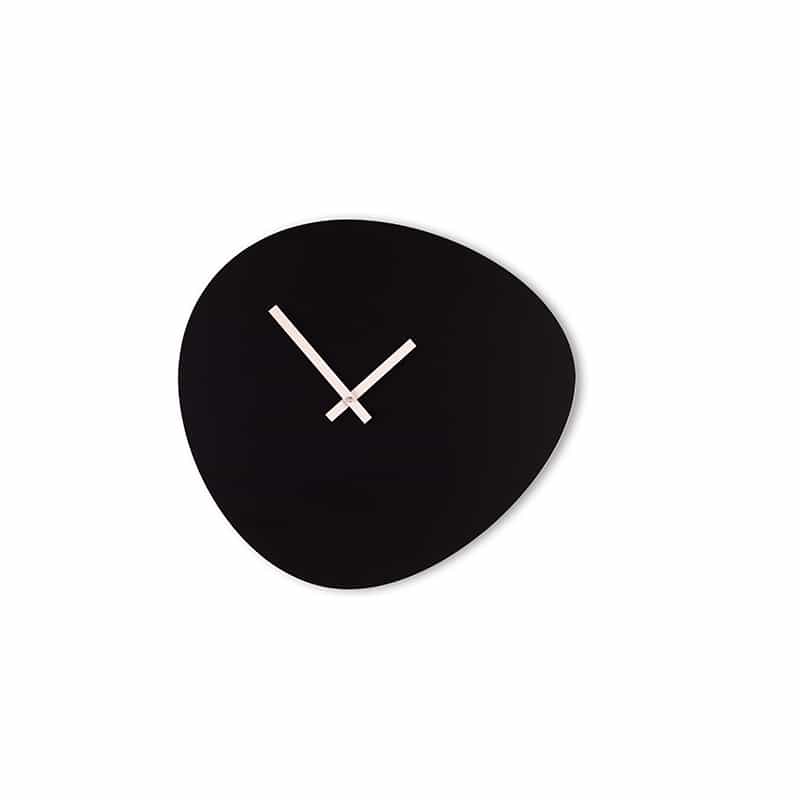Wall clock pebble - Satin black/off white