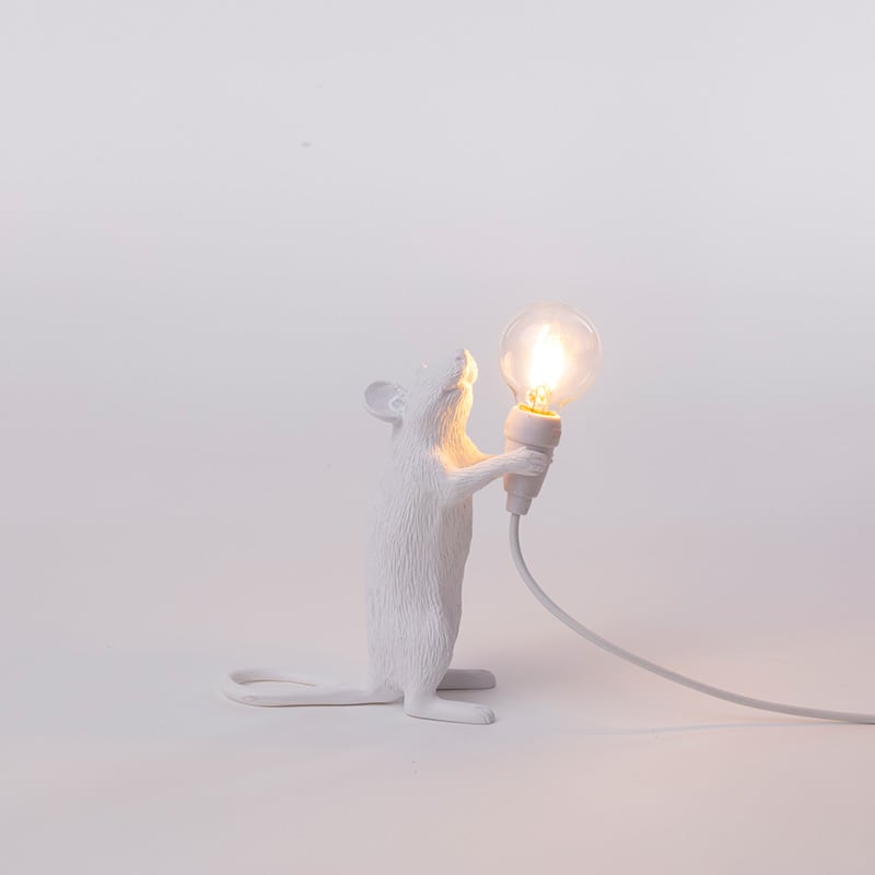 Mouse standing USB tafellamp - White