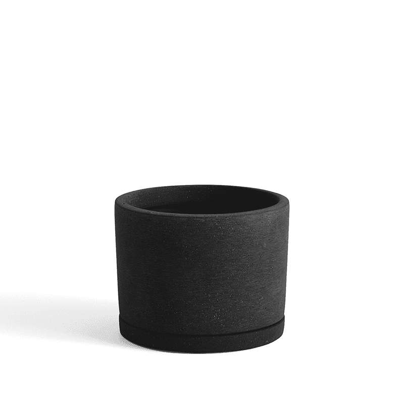 Plant Pot with Saucer L - Black