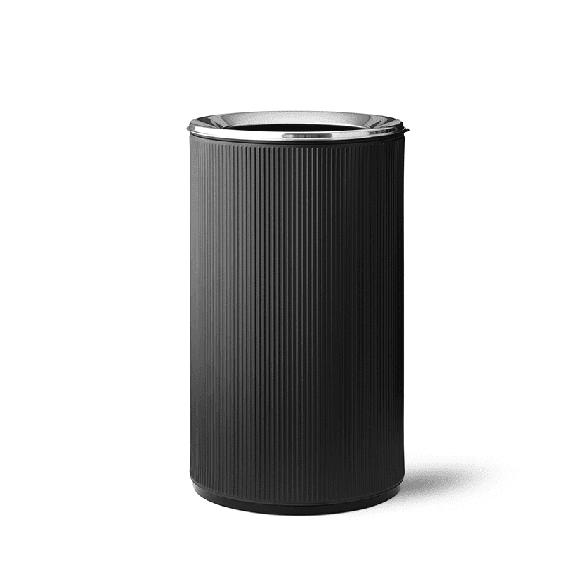 Vipp 19 Open top bin, black with polished lid
