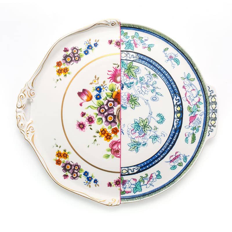 Hybrid-dorotea round tray in porcelain