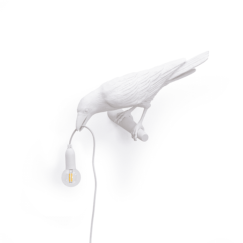 Bird wandlamp looking left outdoor - White