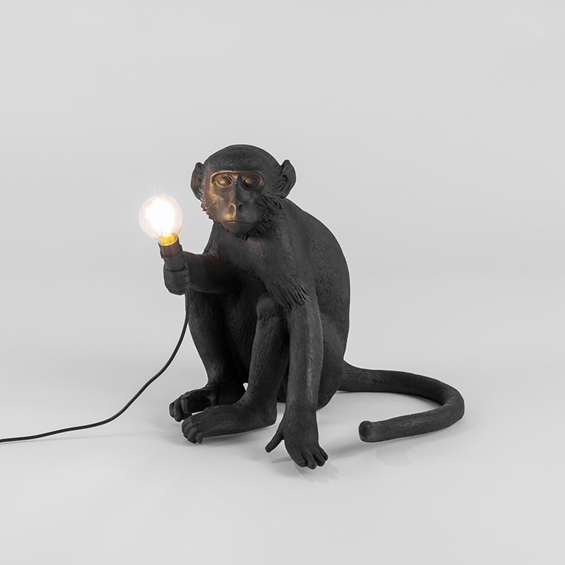 Monkey tafellamp sitting outdoor - Black