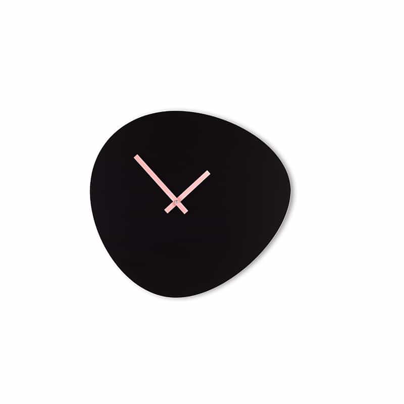 Wall clock pebble - Satin black/peach pastel