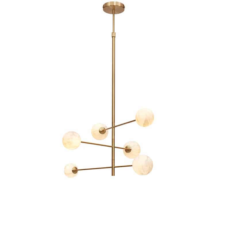 Hanglamp glas/ijzer Carrara 3-arm - Wit marmerprint/goud
