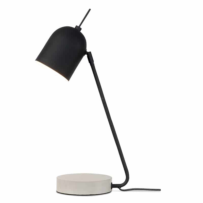 Tafellamp ijzer/cement voet Madrid 22x57cm - Zwart