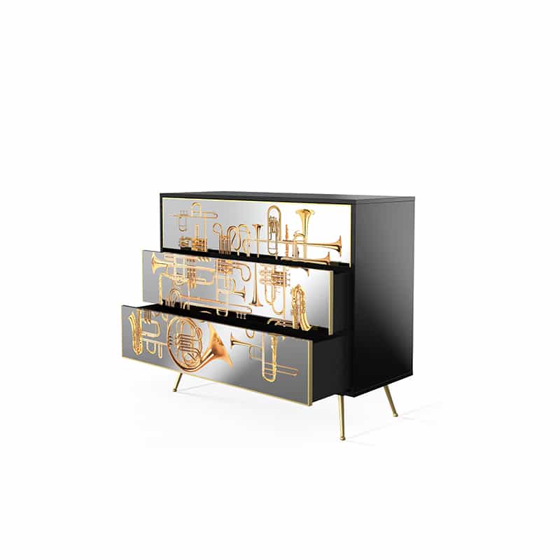 Chest of 3 drawers in mdf toiletpaper - Trumpets