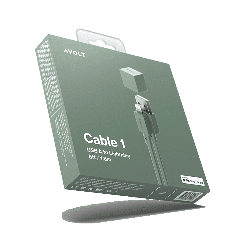 Cable 1 (USB A to lightning) - Oak Green