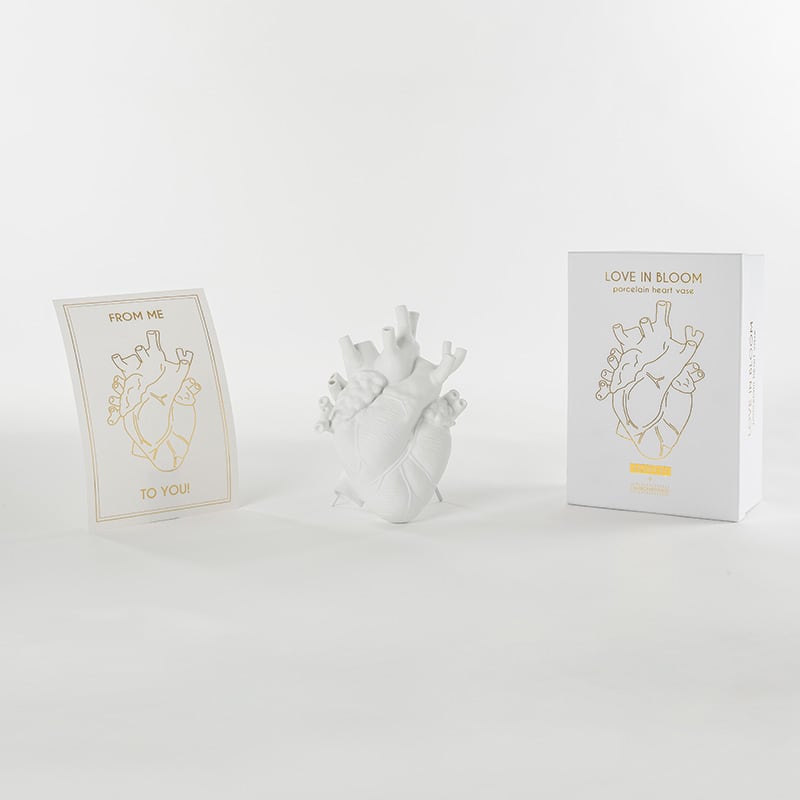 Love in bloom porcelain heart vase - White Love in bloom porcelain heart vase - White