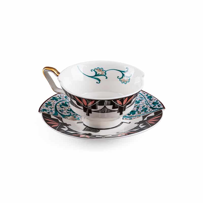 Teacup with saucer in porcelain hybrid - Aspero