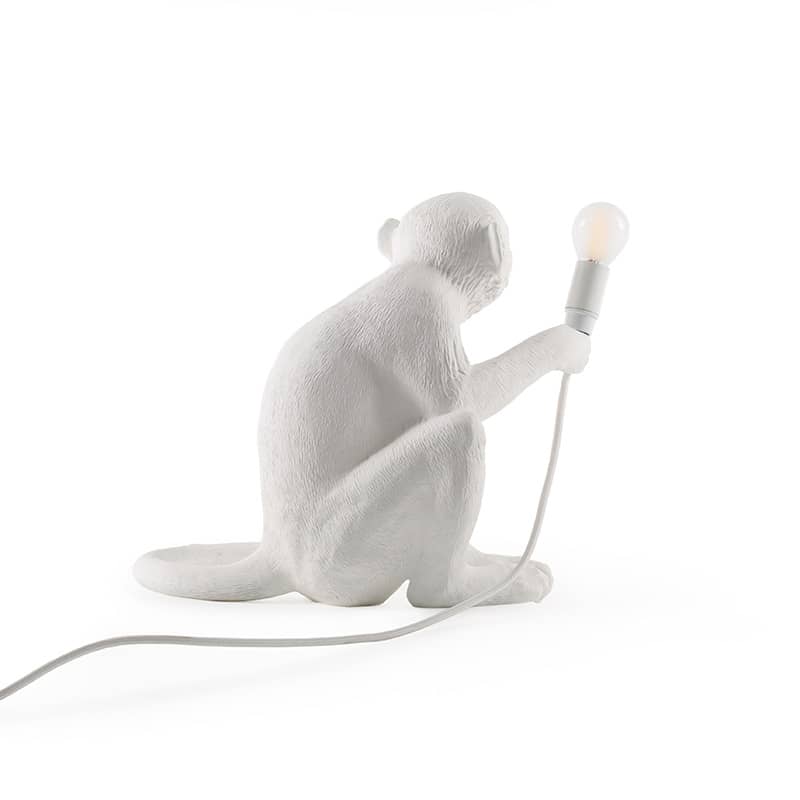 Monkey tafellamp sitting - White