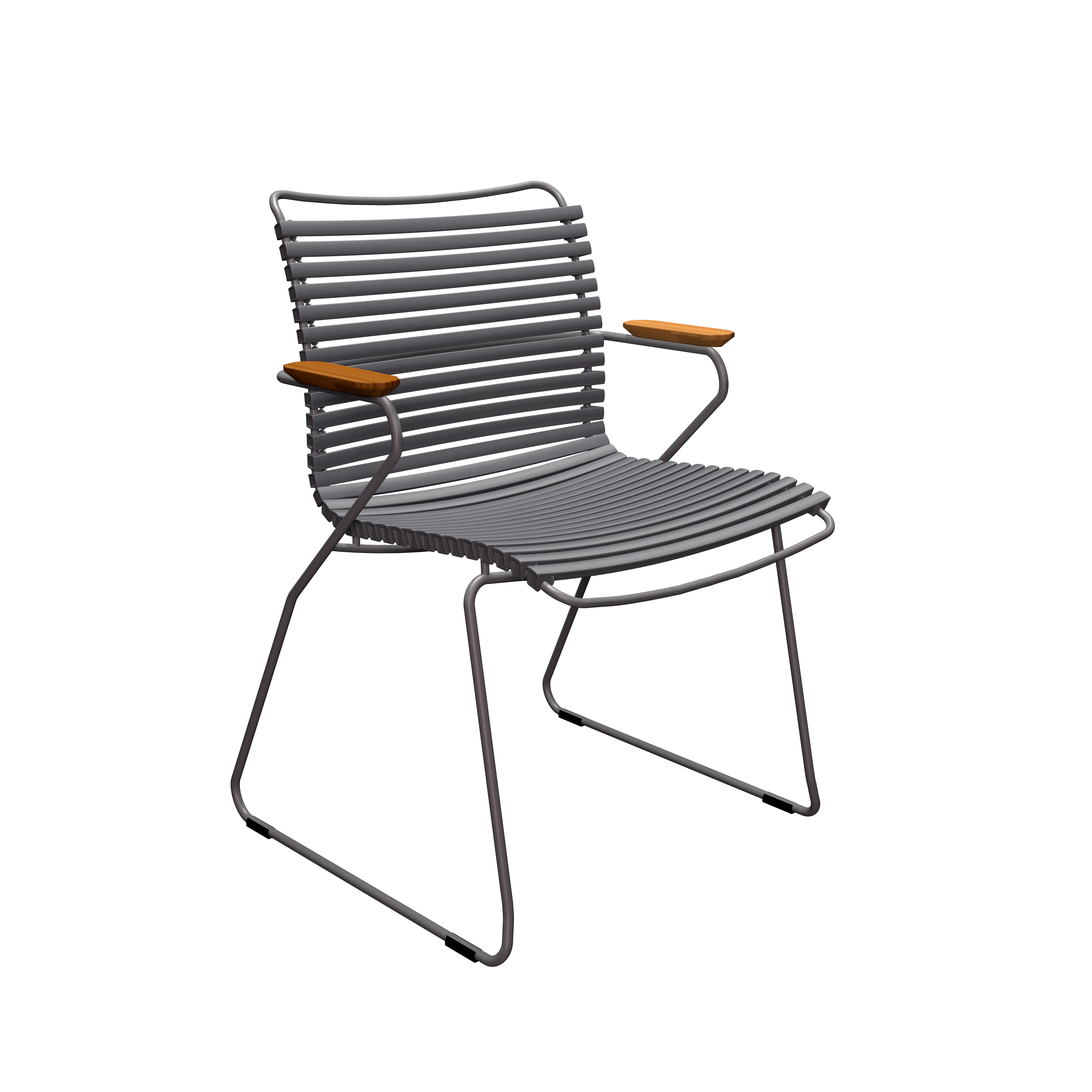 Click dining chair - Dark grey, bamboo armrests