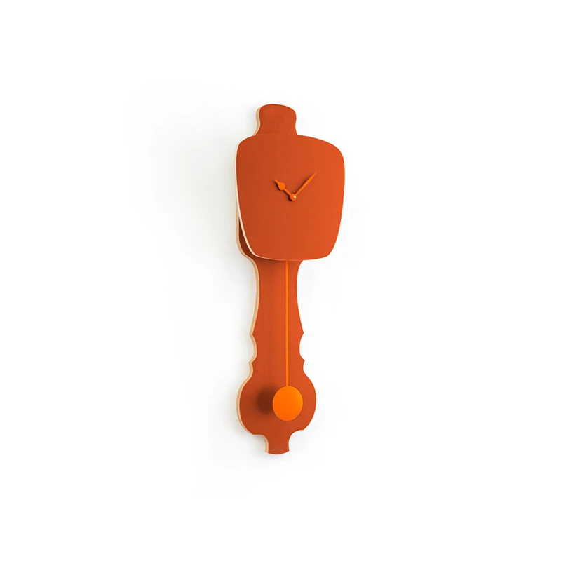 Wall clock pendulum large - Rusty red/neon orange