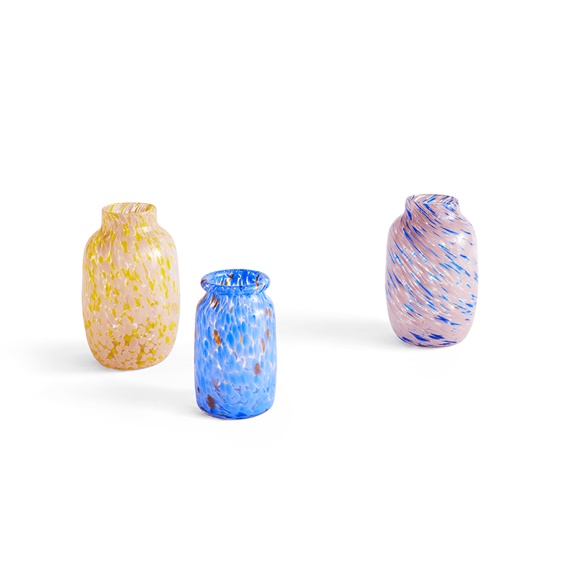 Splash Vase Round L - Light pink and blue