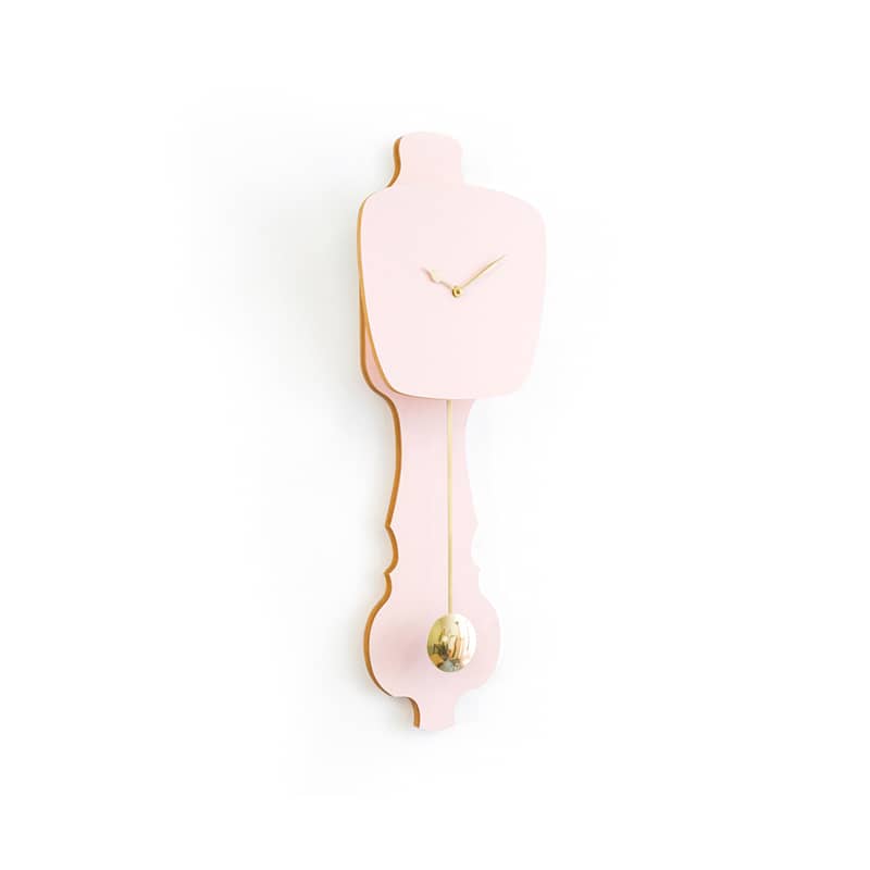 Wall clock pendulum small - Peach pastel/shiny gold