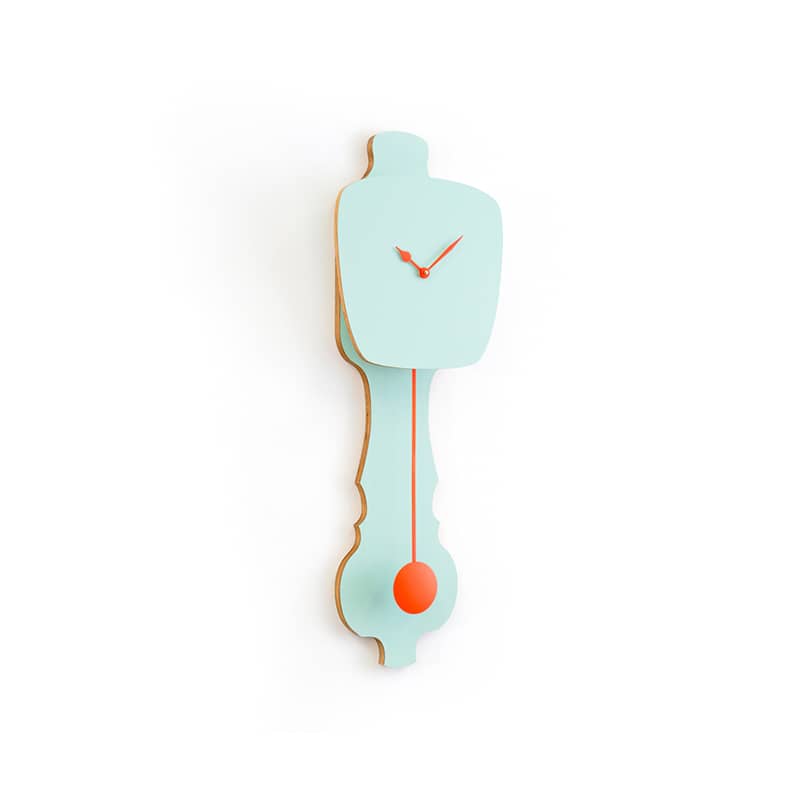 Wall clock pendulum small - Pale green/neon orange