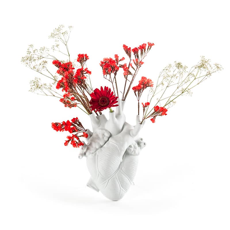 Love in bloom porcelain heart vase - White Love in bloom porcelain heart vase - White