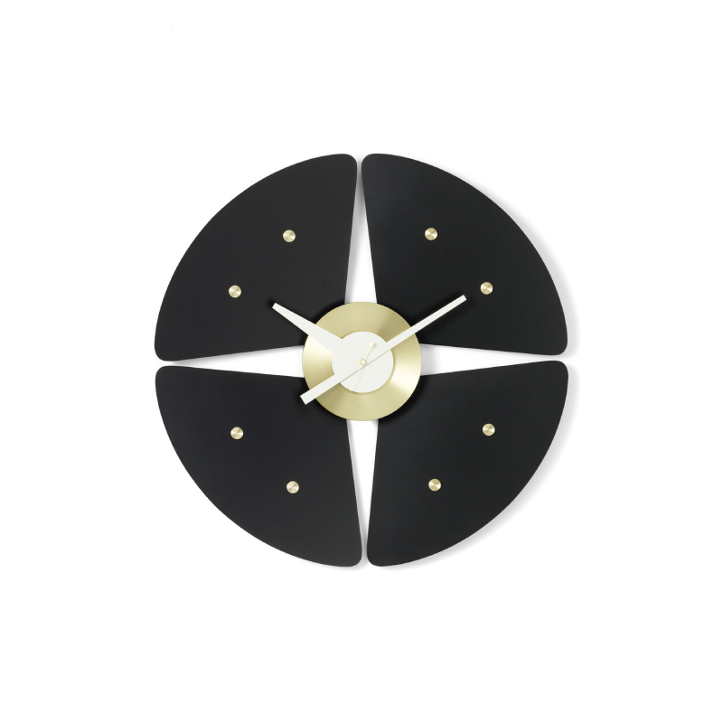 Petal Clock - Black/brass