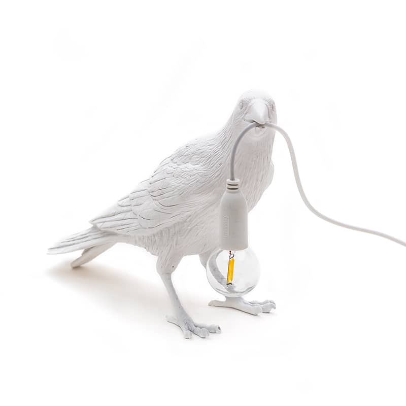 Bird tafellamp waiting - White