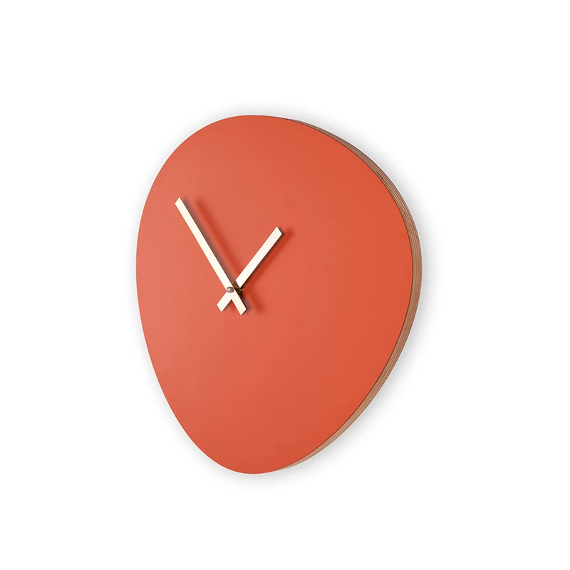 Wall clock pebble - Rusty red/shiny gold