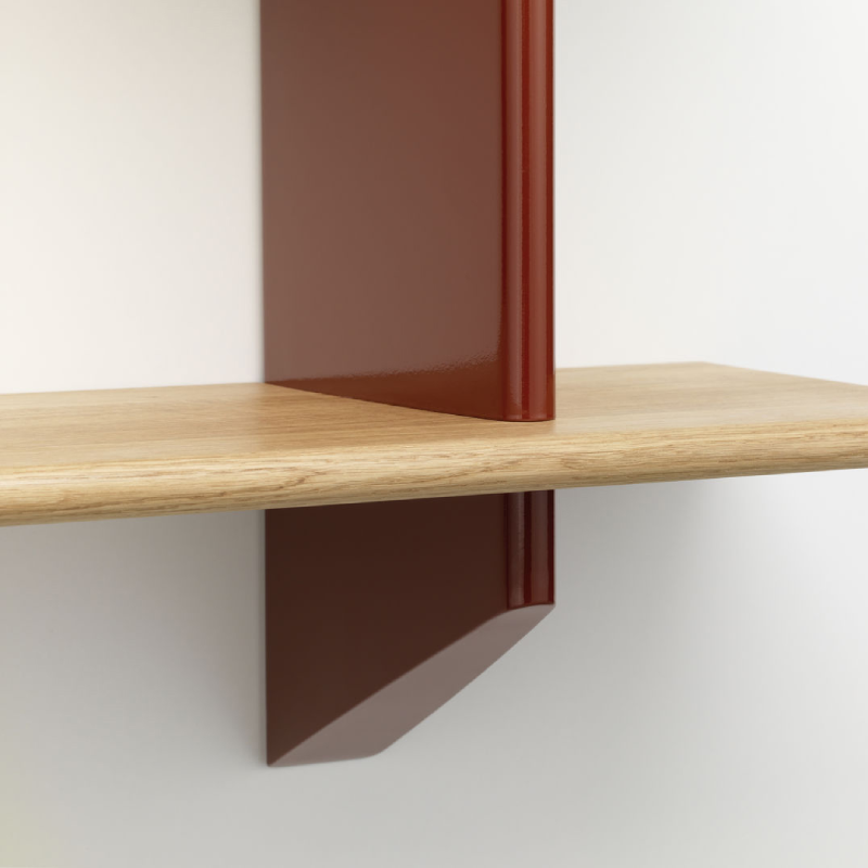 Rayonnage Mural - Japanese red, natural oak