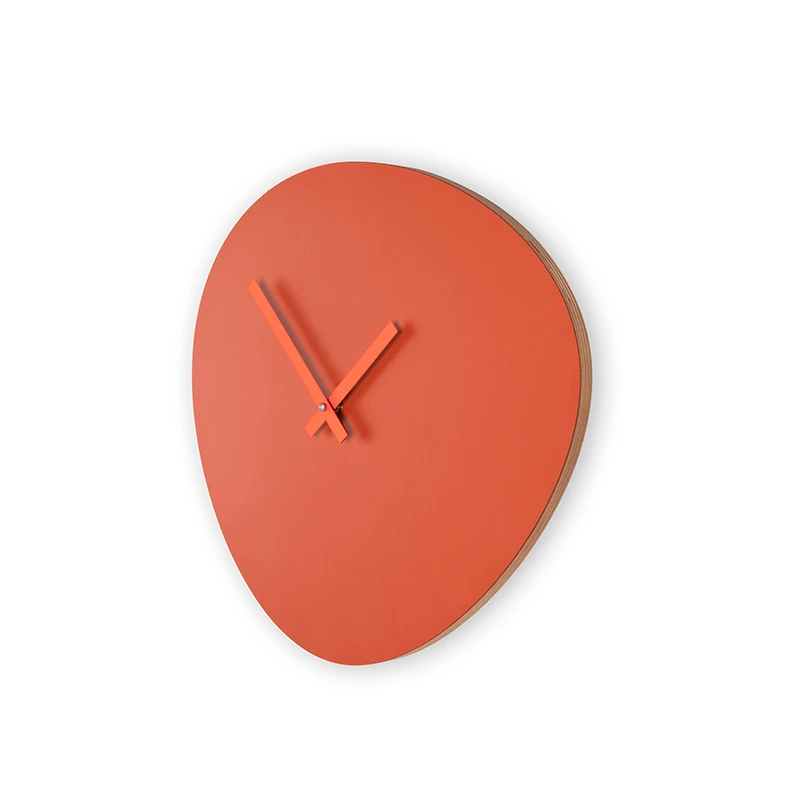 Wall clock pebble - Rusty red/neon orange