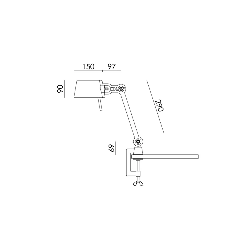 Bolt bureaulamp 1arm small clamp - Pure white