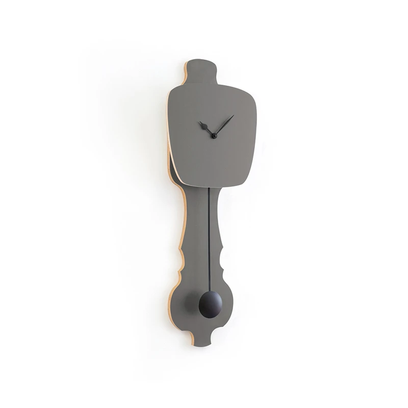 Wall clock pendulum small - Stone grey/deep black
