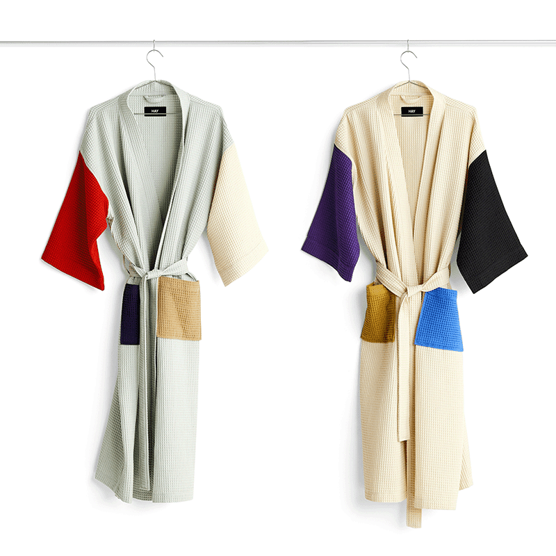 Waffle bathrobe - Cream multi