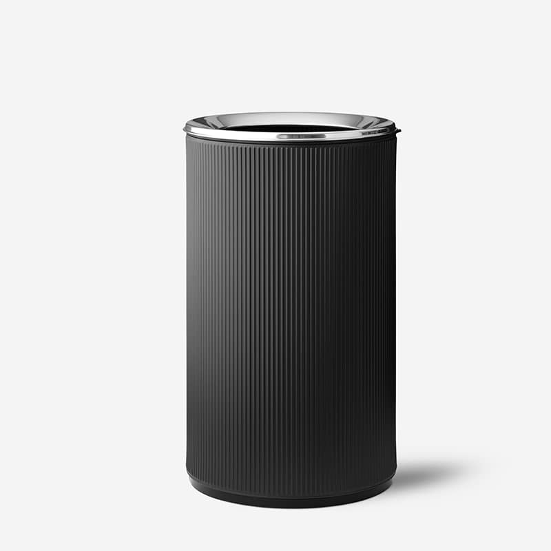 Vipp 19 Open top bin, black with polished lid