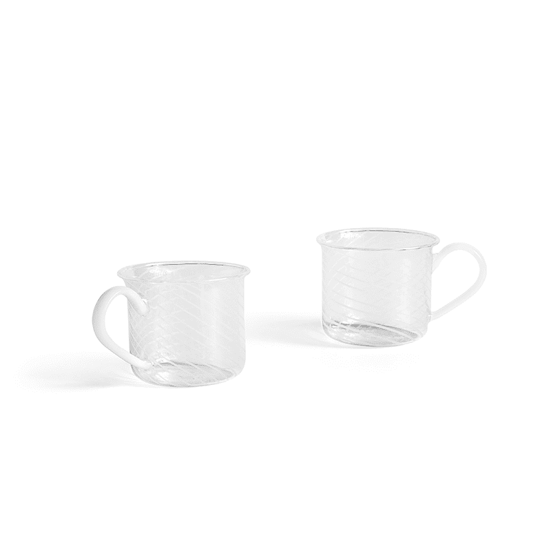 Borosilicate Cup Set of 2 - White swirl