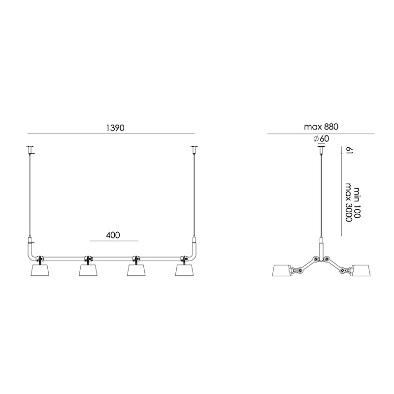 Bolt 8-pack hanglamp - Ash grey