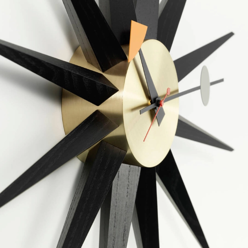 Sunburst Clock - Black/brass