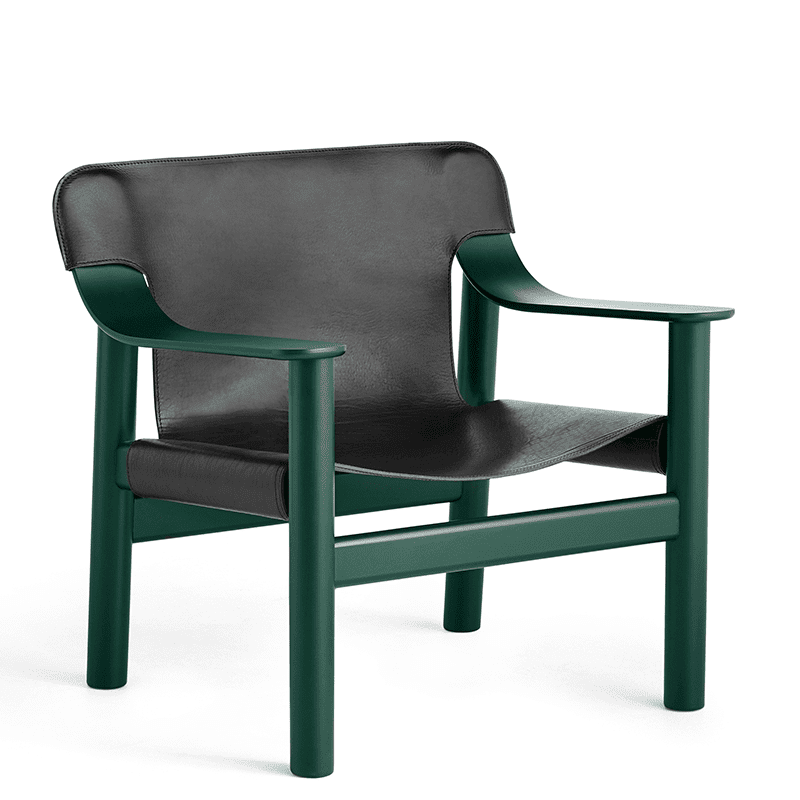 Bernard fauteuil - Leather: Black / Frame: Hunter