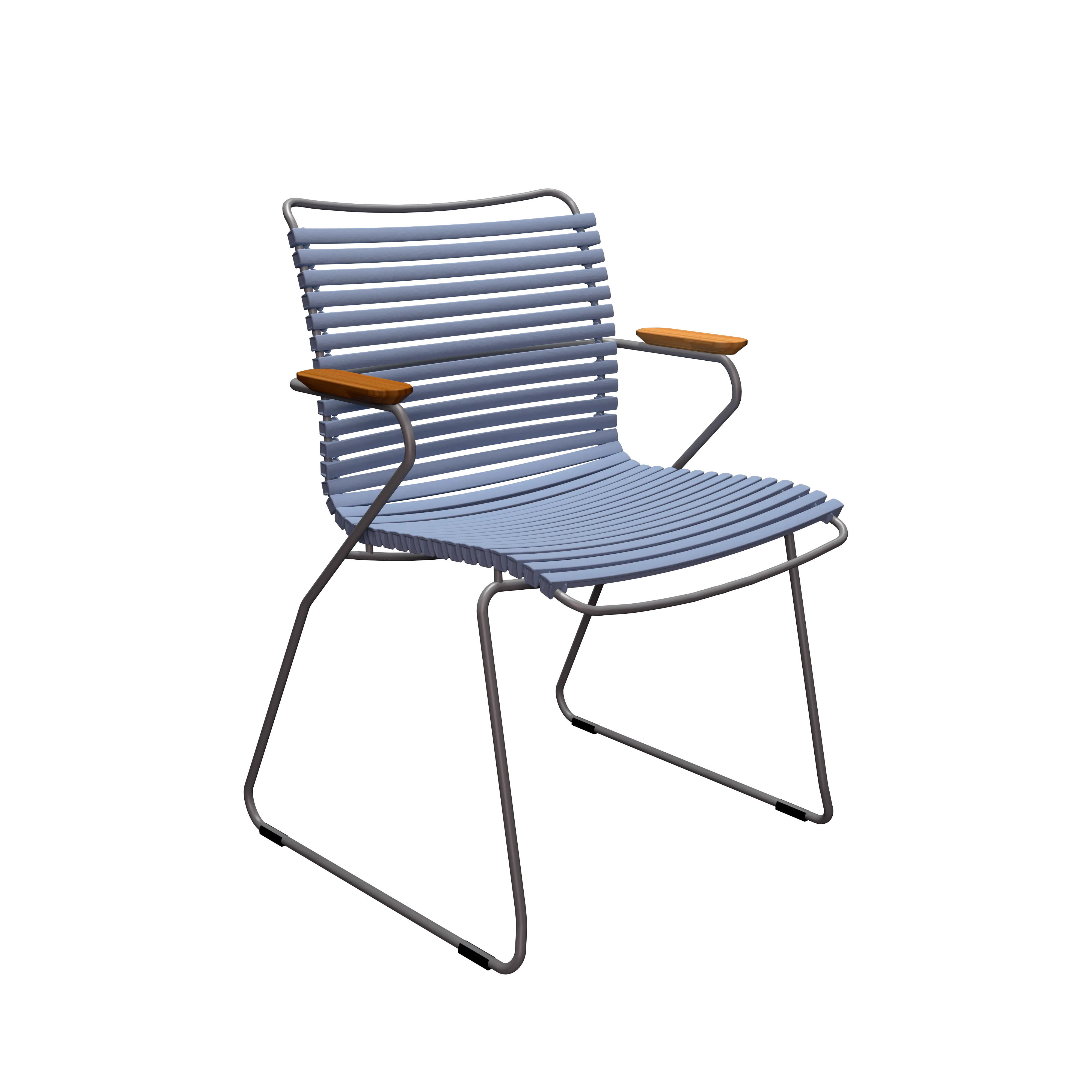 Click dining chair - Pigeon blue, bamboo armrests