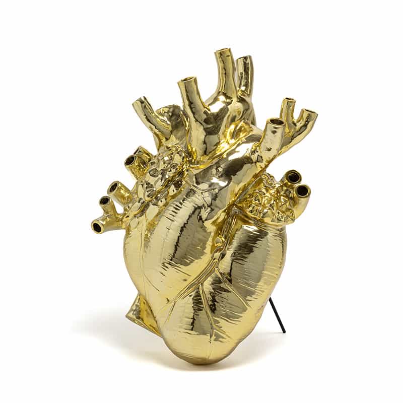 Love in bloom giant resin heart vase - Gold