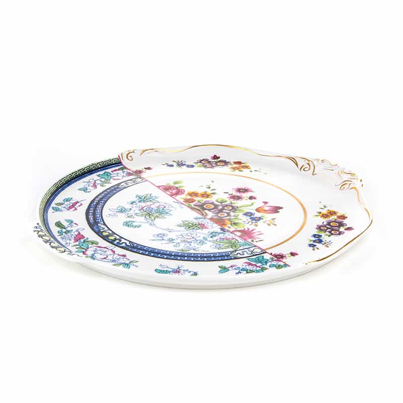 Hybrid-dorotea round tray in porcelain