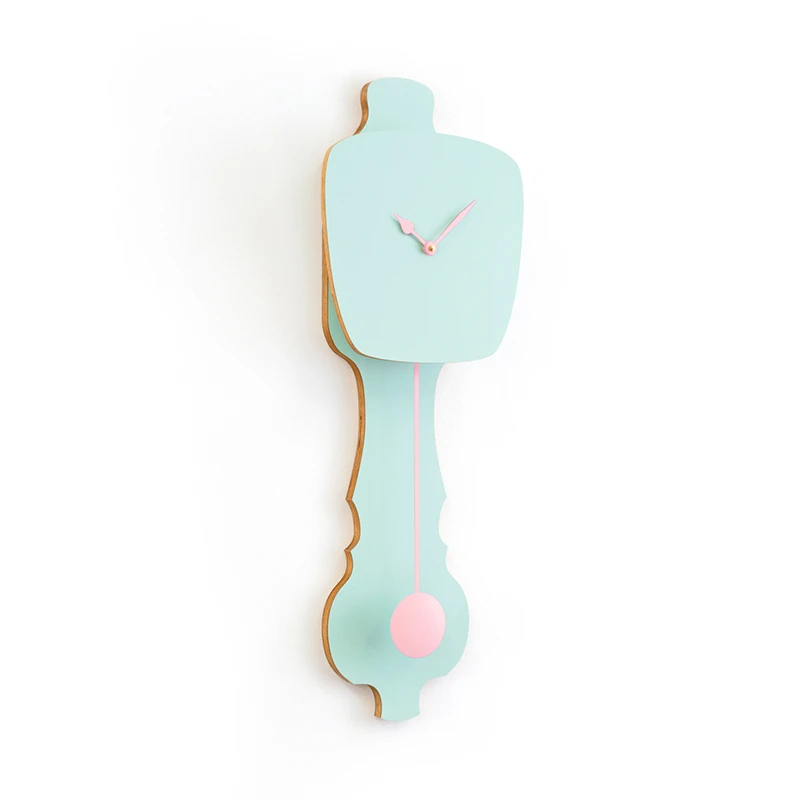 Wall clock pendulum large - Gale green/peach pastel