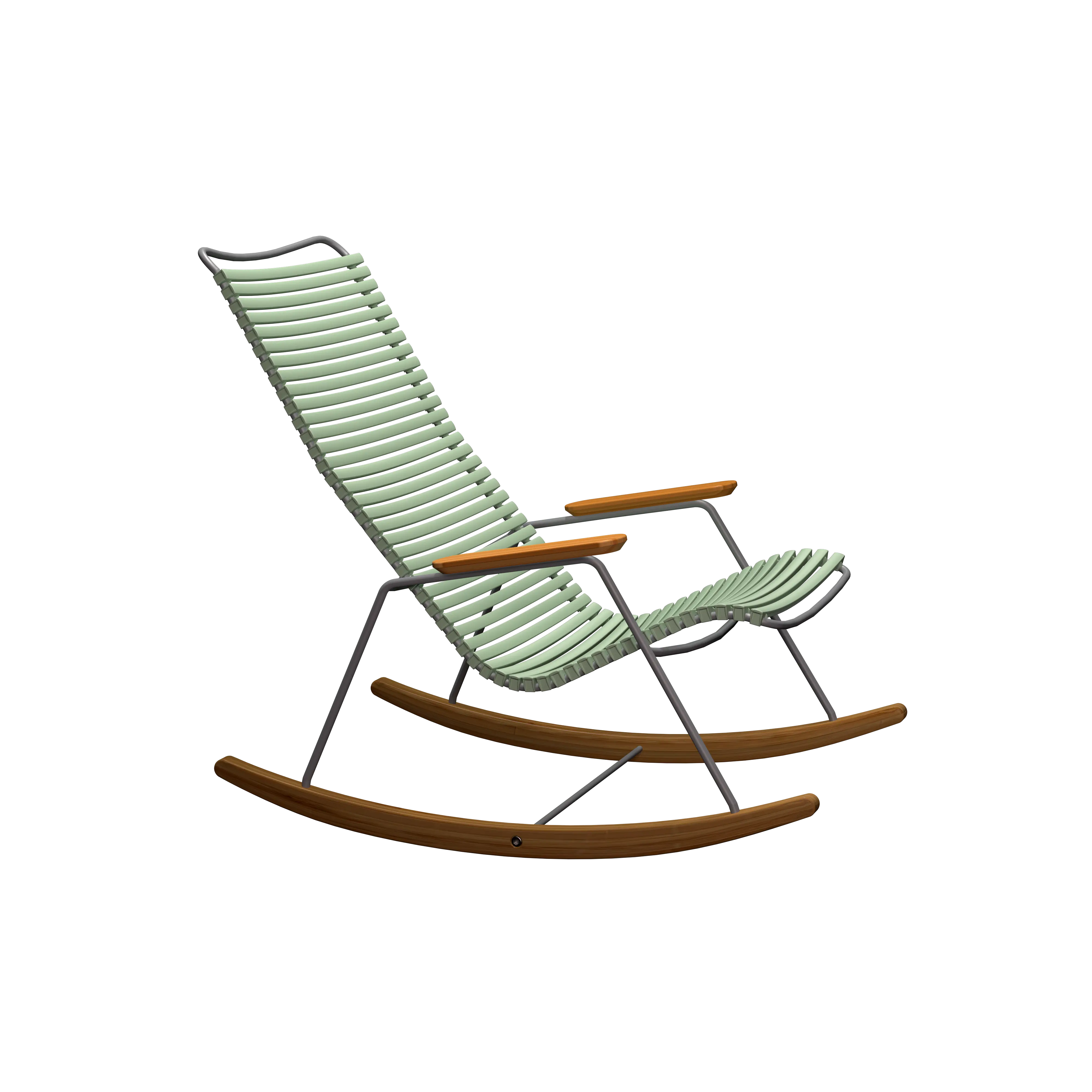 Click rocking chair - Dusty green, bamboo armrests