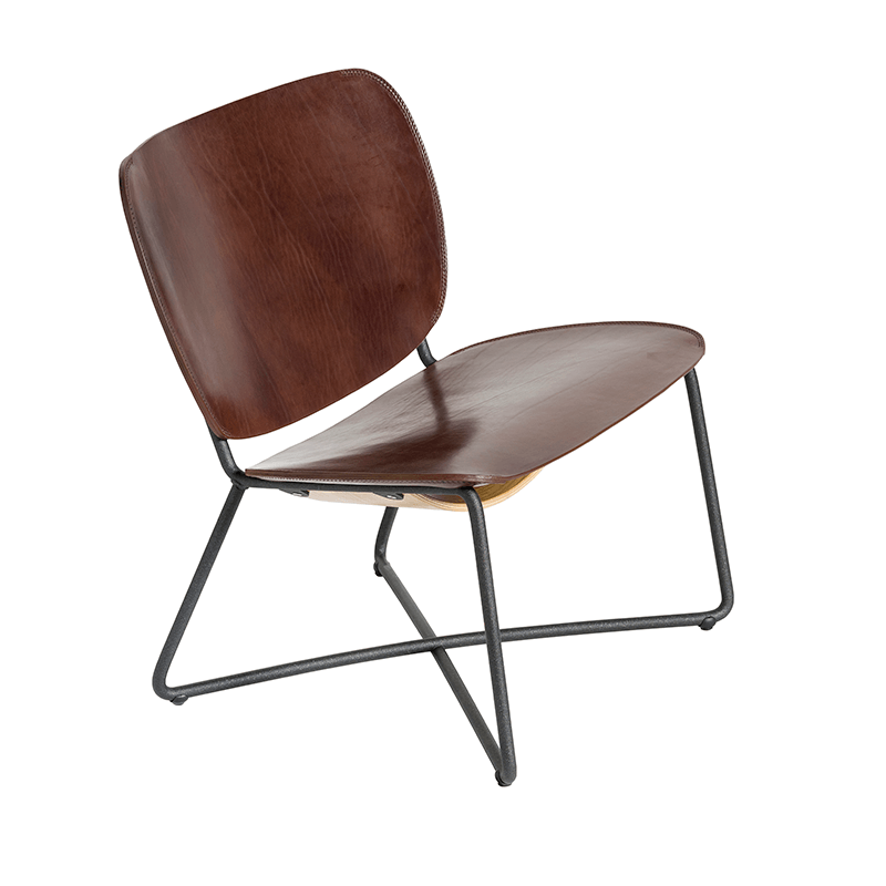 Miller lounge chair - Dark brown seat/black frame