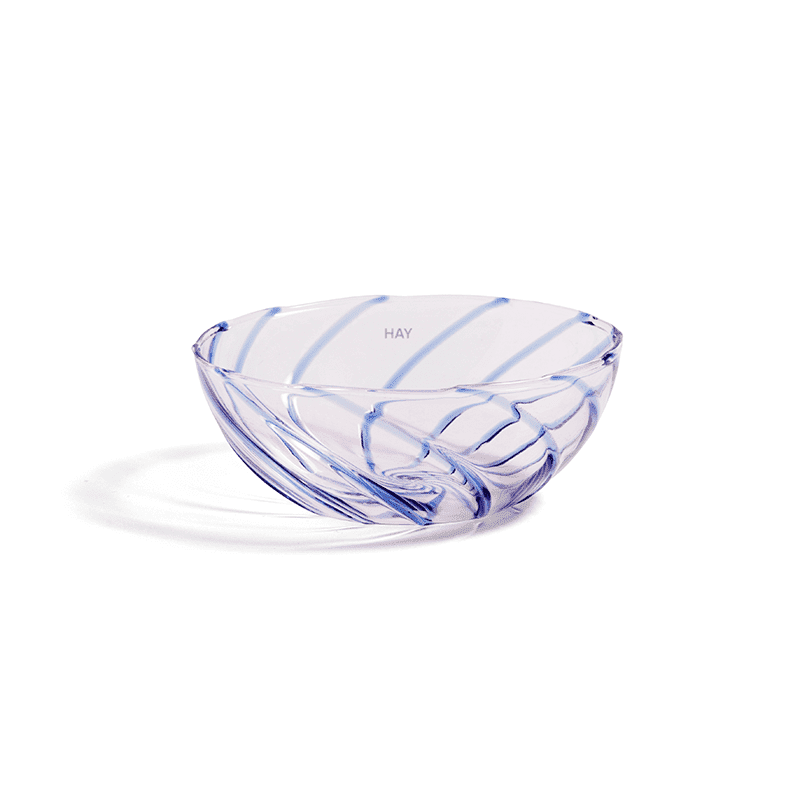 Spin Bowl Set of 2 - Light pink with blue stripe