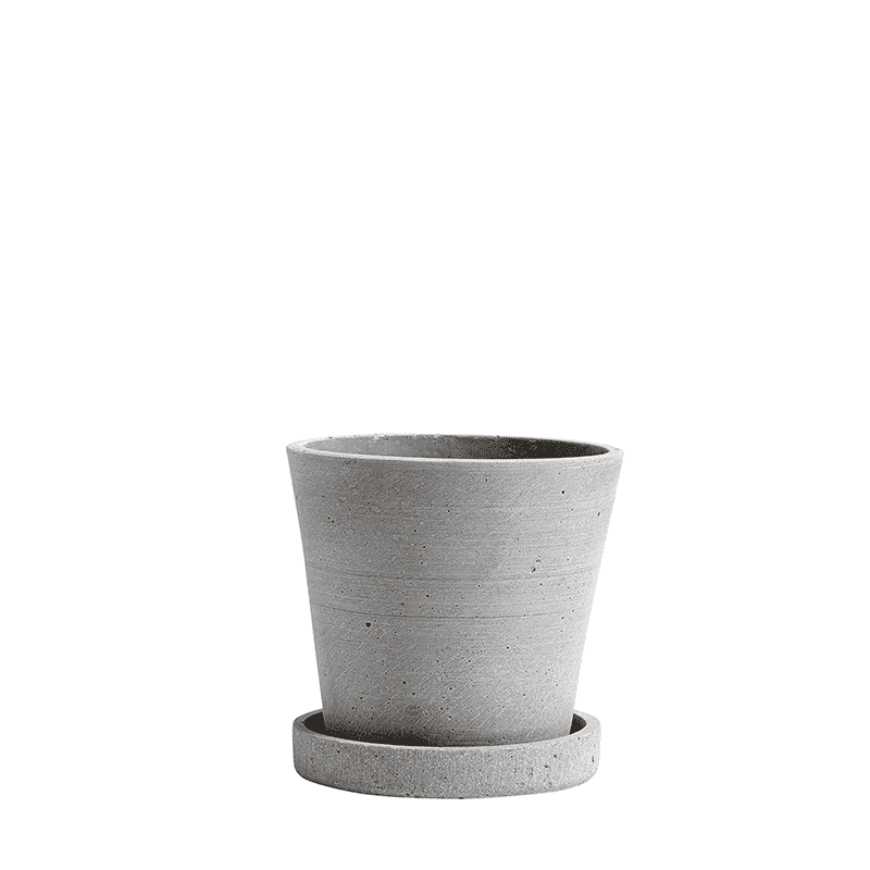 Flowerpot with Saucer S - Grey